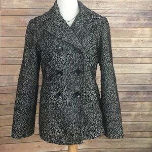 Guess Charcoal and Black Tweed Pea Coat